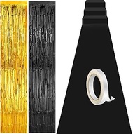 Red Carpet Runner Aisle 2.6 x 30 Feet with Carpet Tape and 4 Pieces of 8.2 x 3.2 Feet Metal Tinsel T