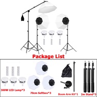 85W/300W ไฟถ่ายรูป ไฟไลฟ์สด ไฟสตูดิโอ 70cm Softbox Photo Continuous Studio Lighting Kit for Photogra