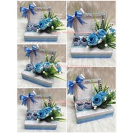 gubahan hantaran frame mas kahwin + 2pc bekas cincin(blue + grey)