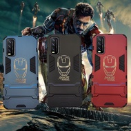 Super Hero IronMan Hard Casing OPPO A93 A73 A54 A74 A94 F5 Youth F7 Youth F9 Pro F11 Pro R9 F1 PLUS R9S PLUS F3 PLUS A15 A15S 2020 2021 Luxury Iron Man Hard Armor Stand Cover Phone Casing Case