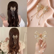 ️Express Delivery Within 4 Hours ️ Luxury Style Hair Clip Bow Gold Metal With Diamonds H77