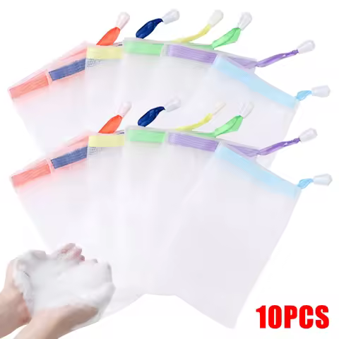 10PCS Shower Gel Soap Bags Hangable Facial Cleanser Foaming Mesh Bags Body Bath Soap Cleanser Bubble