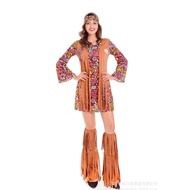 Retro 60s 70s Hippie Cosplay Carnival Halloween Costume for Men Women Fancy Disguise Clothing Party Fringed Native Night Club