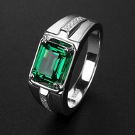 Busana sederhana pria berlapis perak mengkilap cincin berlapis perak buatan zirkonia zirkonia perseg