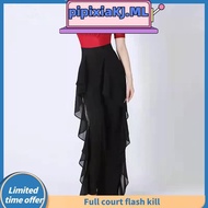 Dance since wide-legged pants waist trousers falbala joker hang down feeling acr舞蹈阔腿裤子女高腰裤子荷叶边百搭垂坠感练