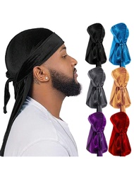 6-Pack Solid Color Velvet Durags With Ties - Pirate-Style Headwear For Outdoor Sports Pirate Hat Pir