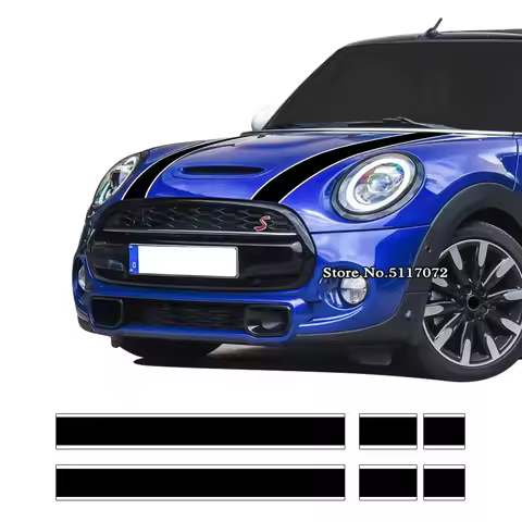 Car Styling Hood Bonnet Stripes Engine Cover Decal Stickers for Mini Cooper R50 R52 R53 R56 R57 F55