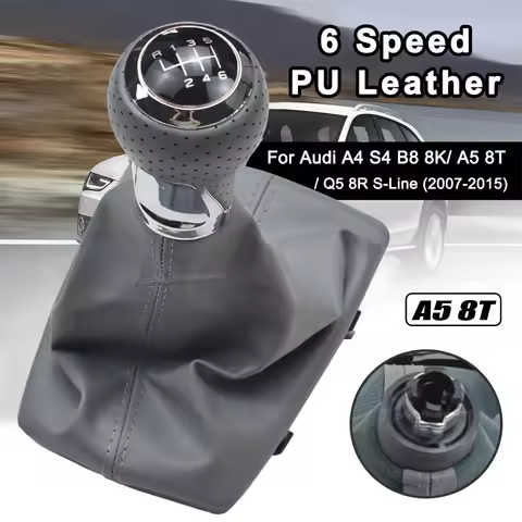 Gear Shift Knob with Gaitor Boot PU Leather Manual 6 Speed For Audi A4 S4 B8 8K A5 8T Q5 8R S Line 2