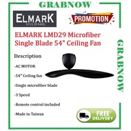 ELMARK LMD29 Microfiber Single Blade 54" Ceiling Fan ( MWH , MBK , SV ) / FREE EXPRESS DELIVERY