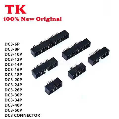 TK 10Pcs DC3 PCB Header Connector curved Needle 2.54mm DC3 6P 8P 10P 12P 14P 16P 18P 20P 24P 26P 30P