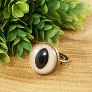 Cat Eye Adjustable Ring Evil Eye Protection Ring Round Gold Yellow Ring Jewelry