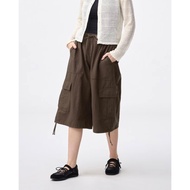 Women Linen Blend Cargo Half Pants GU Japan/Shorts Wanita GU/Po Japan
