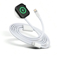 2-In-1 USB-C Watch Charger, Magnetic Fast Charging Cable 3.3ft/100cm, Compatible With IPhone, Series