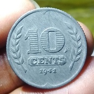 Uang koin Kuno Belanda Ocuppation Jerman 10 Cent Tahun 1941 Tp1687