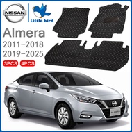 LittleBird พรมปูพื้นรถยนต์ โรงงานผลิตของไทย Nissan Almera 2011-2025 3/4PCS การรับประกันคืนสินค้าภายใ