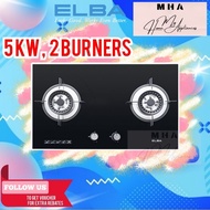 ELBA 2 / 3 Burners Glass Stove EGH-K8842G(BK) / EGH-K8843G(BK) - Full Black Tempered Glass (5.0kW)