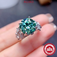 AGIAO Luxury Gypsy Ring 5 Carat Pigeon Egg Moissanite Green Blue for Women