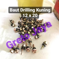 ( 12x20 ) Baut Drilling Kuning Self Drill Roofing Baja Ringan Galvalum