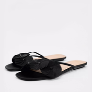 ZARAˉ Womens Shoes With The Same Style Overseas Version 2024 Flat-bottomed Flower Slippers Fairy Sty