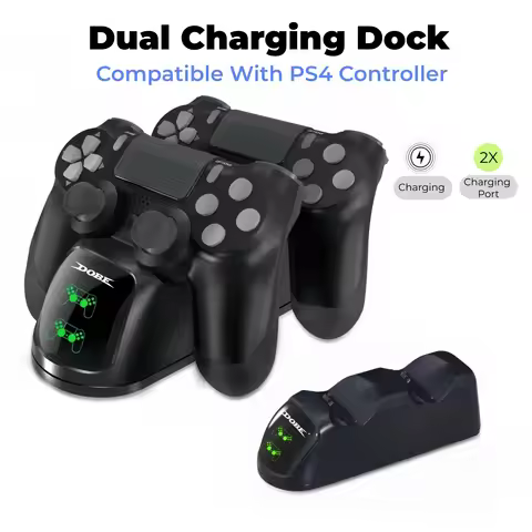 Dual Charging Dock for PS4 Wireless Controller, LED Charging Indicator Charger Station for PlayStati