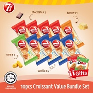 7DAYS Croissant Bundle: Choco x4 +Vanilla x4 +Corn Cream x1 +Butter Cream x1(FREE 2 Packs O'Mas Snac