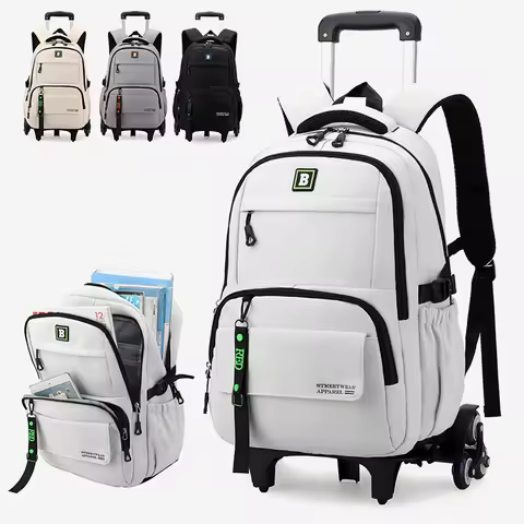 School Bag with wheels Rolling Backpack for boy Kids Student Wheeled Backpack Trolley School Bag Tra