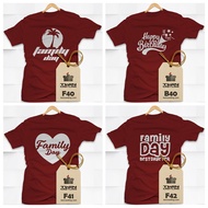 T-shirt Family Day, Birthday & Rewang - Custom Maroon Shirt - Twin Castling