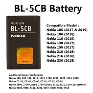 Nokia BL-5CB Battery For Nokia 100 101 103 105 106 108 110 130 150 210 216 230 1616 1800 C1-01 C1-02
