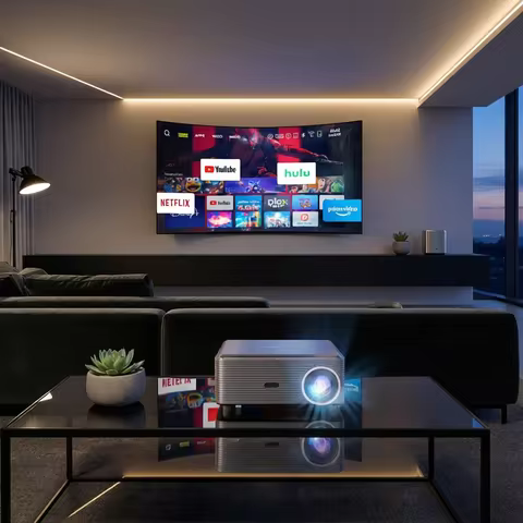 Fintex 8K Support HD 1080P 1000ANSI P1 Ultra 4K Projector 5W Speaker Android9.0 WiFi6 BT5.4 Outdoor 