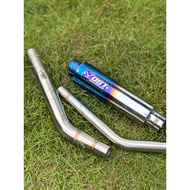 knalpot Dst M1 long half blue full set bending 150cc inlet 50mm universal racing exhaust full stainl