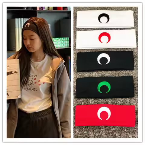 Korean and Japanese New Jennie Kim Beautiful Girl Moon Embroidery Headband Sweet and Cute Bunch Hair