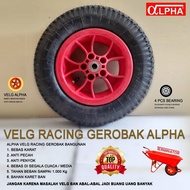 Ban Roda Gerobak Sorong merek alpha set velg pvc + ban luar + dalam