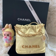 香奈兒 Chanel 23s 22bag mini 小雞黃 牛皮 手提 斜挎包
