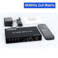 HDMI2.0 Matrix 2x4 HDMI Matrix 4K60Hz 3D 1080P IR HDMI สวิตช์ Splitter Video Converter W / Optical R
