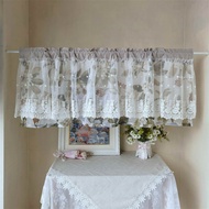 Ready Stock Rod Pocket Short Curtains For Kitchen Windows Floral Sheer Voile Drapes White Lace Door Curtain Valance