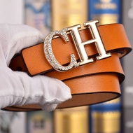 E4QX Ladies Belt Letter Rhinestone Belt Cowhide New Style Girls' Belt Youth Fashion