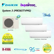 (R410A) Daikin System 3 Aircon - MKS65TVMG, iSmile Wifi, 5 Ticks, Free Installation for 25 Feet/Fan-coil