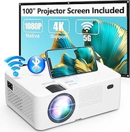 5G WiFi Projector, Full HD Native 1080P 4K Projector 9500Lumens with Wireless Mirroing Screen, Compatible with TV Stick/HDMI/DVD Player/AV for Outdoor Indoor Movies [Packed with 120" Projector Screen]