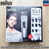 Braun® All-in-one Trimmer 7 Styling Kit 10-in-1 With Gillette Fusion5 ProGlide Razor Model MGK7221 เ