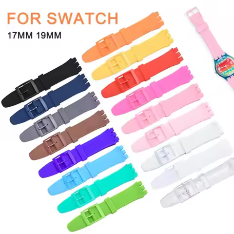 17mm 19mm Silicone Straps for Swatch Replacement Bracelet Rubber Wristband Waterproof Watch Band Col
