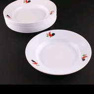 9 inch plastic concave dinner plate - white Maxi rooster round plate