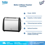 Beko 2 Slices Toaster TAM7211B | Power 900 W | Capacity 2 Toaster | 7 Browning Levels | Defrost Func