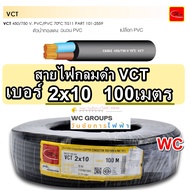 สายไฟดำ VCT 2x10 ยาว 100 เมตร แบรน์ ไทยยูเนี่ยน THAI UNION สาย หุ้มฉนวน2ชั้น เบอร์ 10 สายไฟมอเตอร์ ส