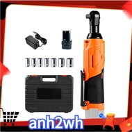 200Nm High-Torque 90° Cordless Ratchet Wrench Set 3/8'' Angle Wrench with 12V Batteries EU Plug