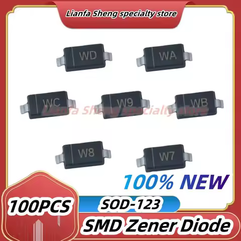 100Pcs SMD Zener Diode 1206 BZT52C 4V7 5V1 5V6 6V2 6V8 7V5 8V2 9V1 10V 12V 15V 16V 18V 20V 24V 27V 3