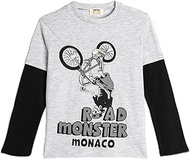 Boys's Long Sleeve Crew Neck Bcycle Printed Detail Colour Block T-Shirt