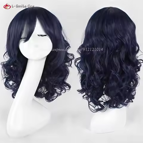 Yandere Simulator Cosplay Wig Blue Black Cruly Wigs For Women Oka Ruto Cosplay Anime Wig Heat Resist