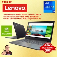 #1554 USED LENOVO IDEAPAD IP330C SLIM LAPTOP INTEL CORE I5-8250U 8G 256SSD NVIDIA GEFORCE MX110 2GB 