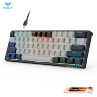 AULA 61 Keys Hot-swappable RGB Backlit Mechanical Keyboard Blue/Red /Brown switch Detachable Type-C 