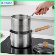 Kesoto Stainless Steel Frying Pot with Basket Food-Grade Deep Fryer with Basket Stovetop Oil Frying 